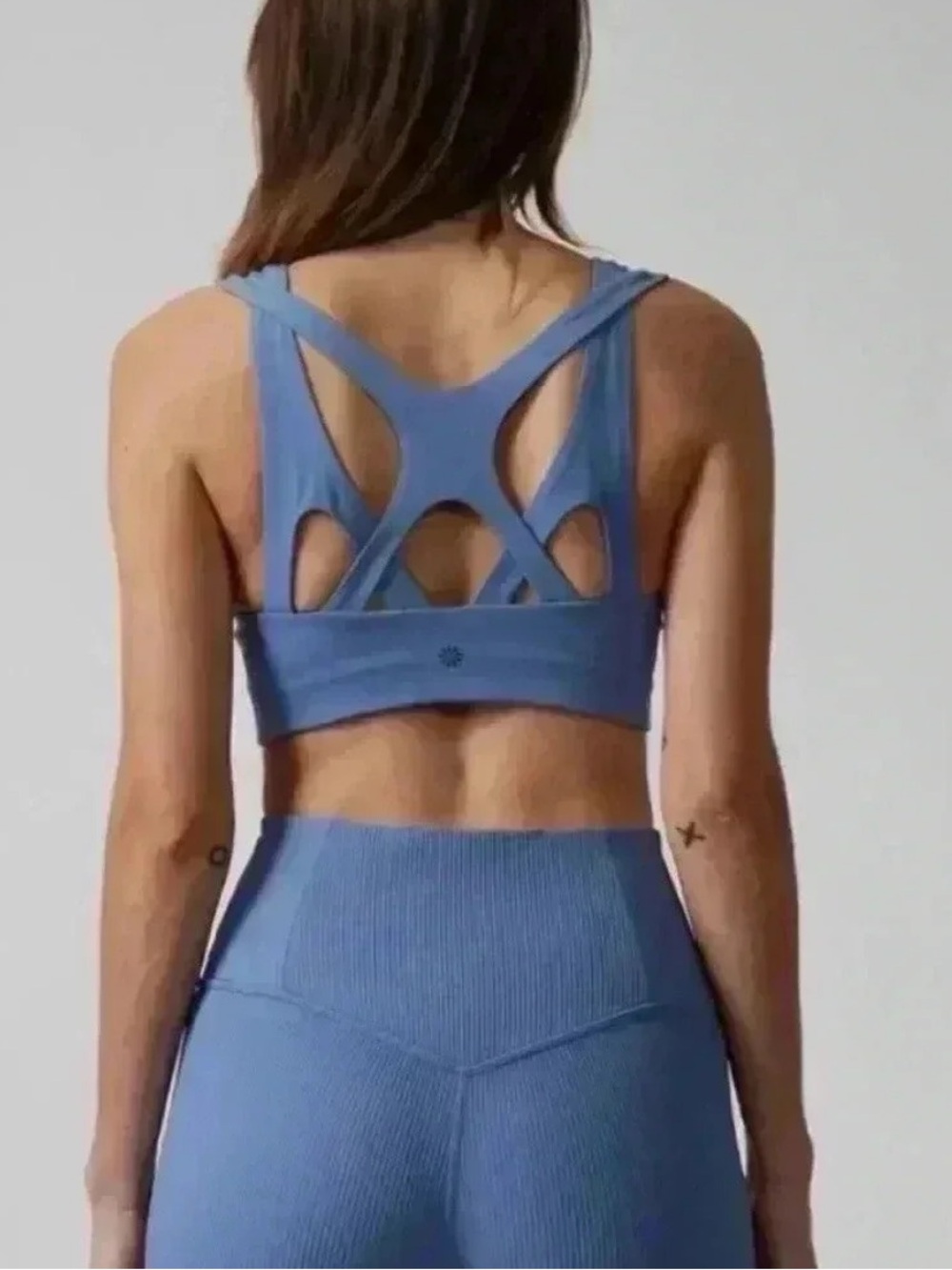 Athleta Asana Sports Bra Blue Size Medium